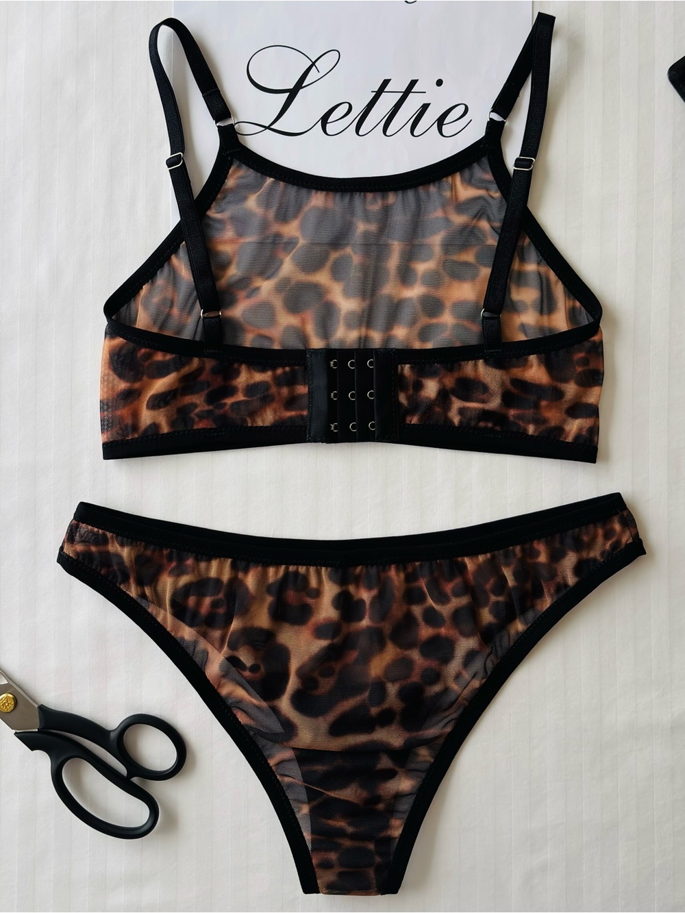 Leopard Sheer Mesh Set Top Bralette Bikini Summer Beach Vacation Handmade